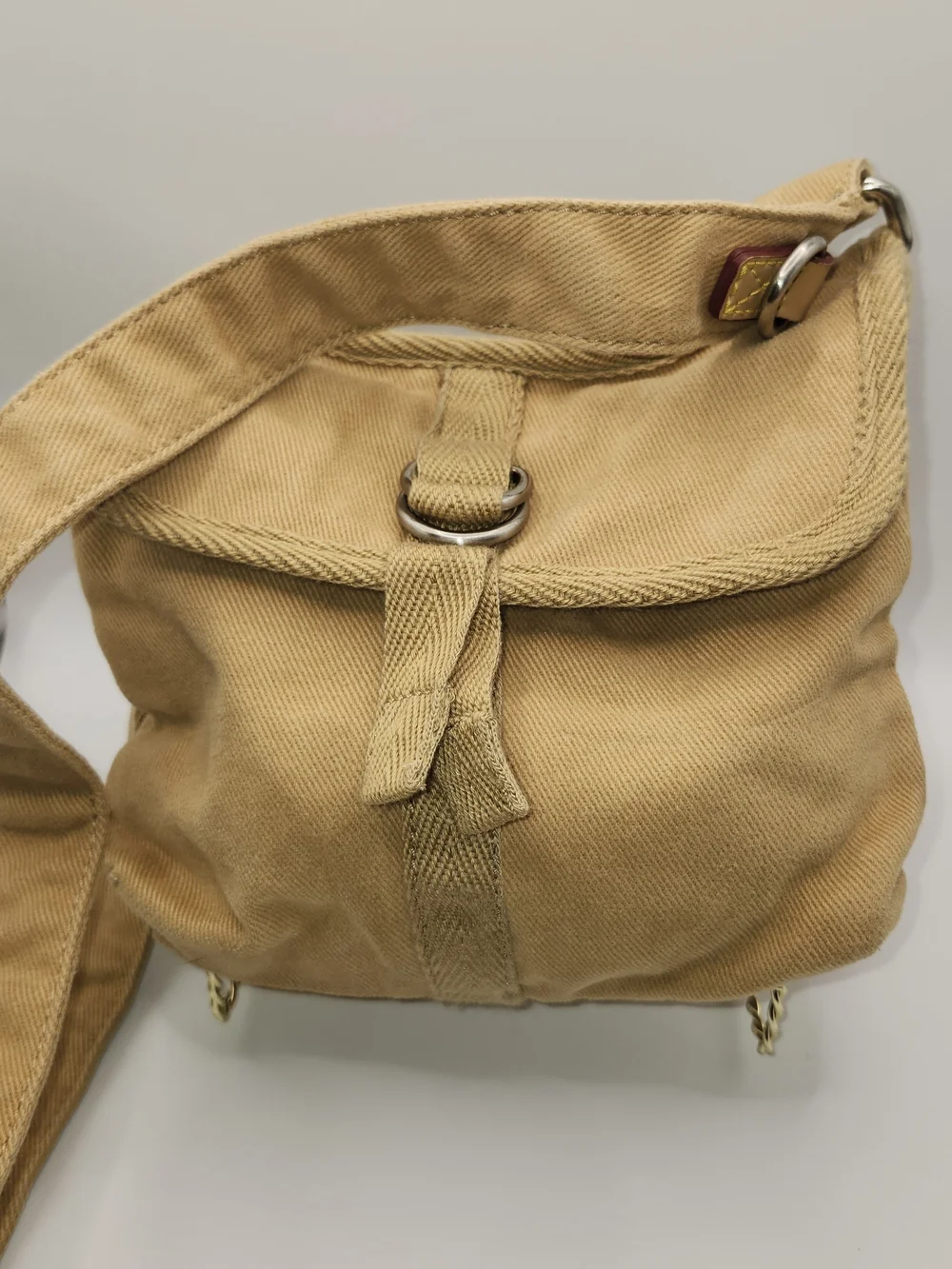 Vintage Y2K Tan Khaki Fossil Small 90's Boho Casual Canvas Crossbody Purs